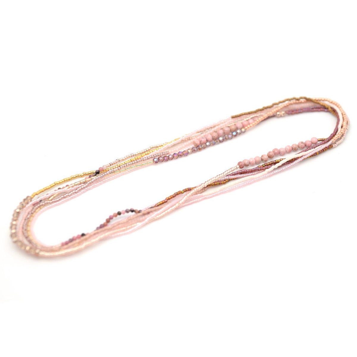 blush bead stretchy wrap necklace