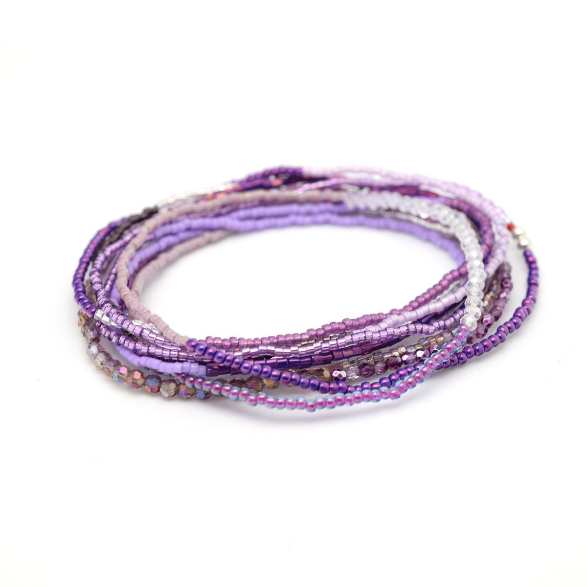 Purple & Silver Stretchy Wrap Bracelet / Necklace