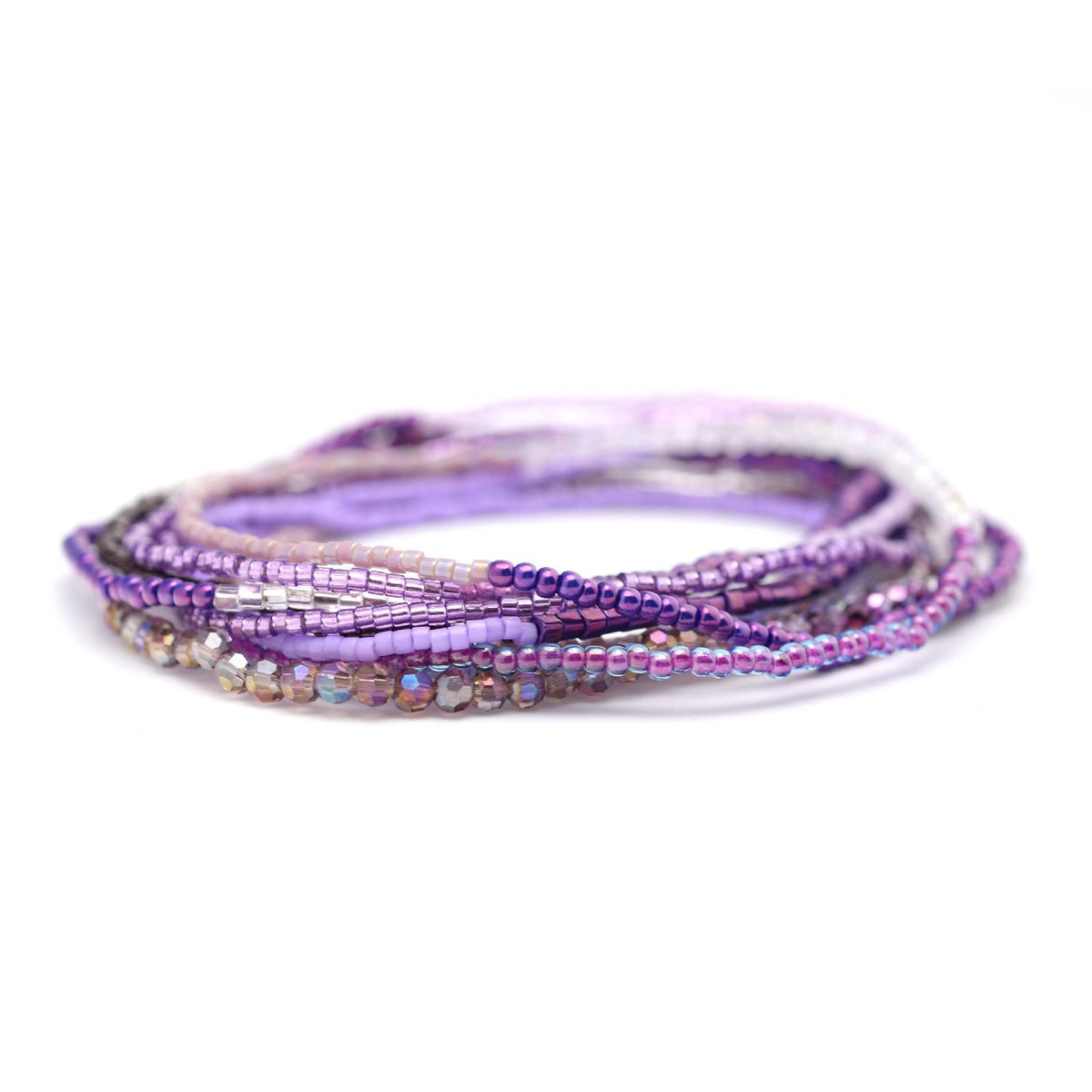 Purple & Silver Stretchy Wrap Bracelet / Necklace