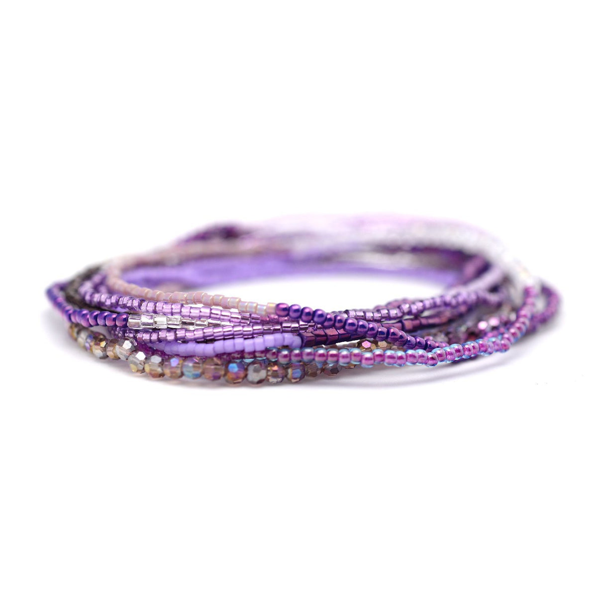 Purple & Silver Stretchy Wrap Bracelet / Necklace