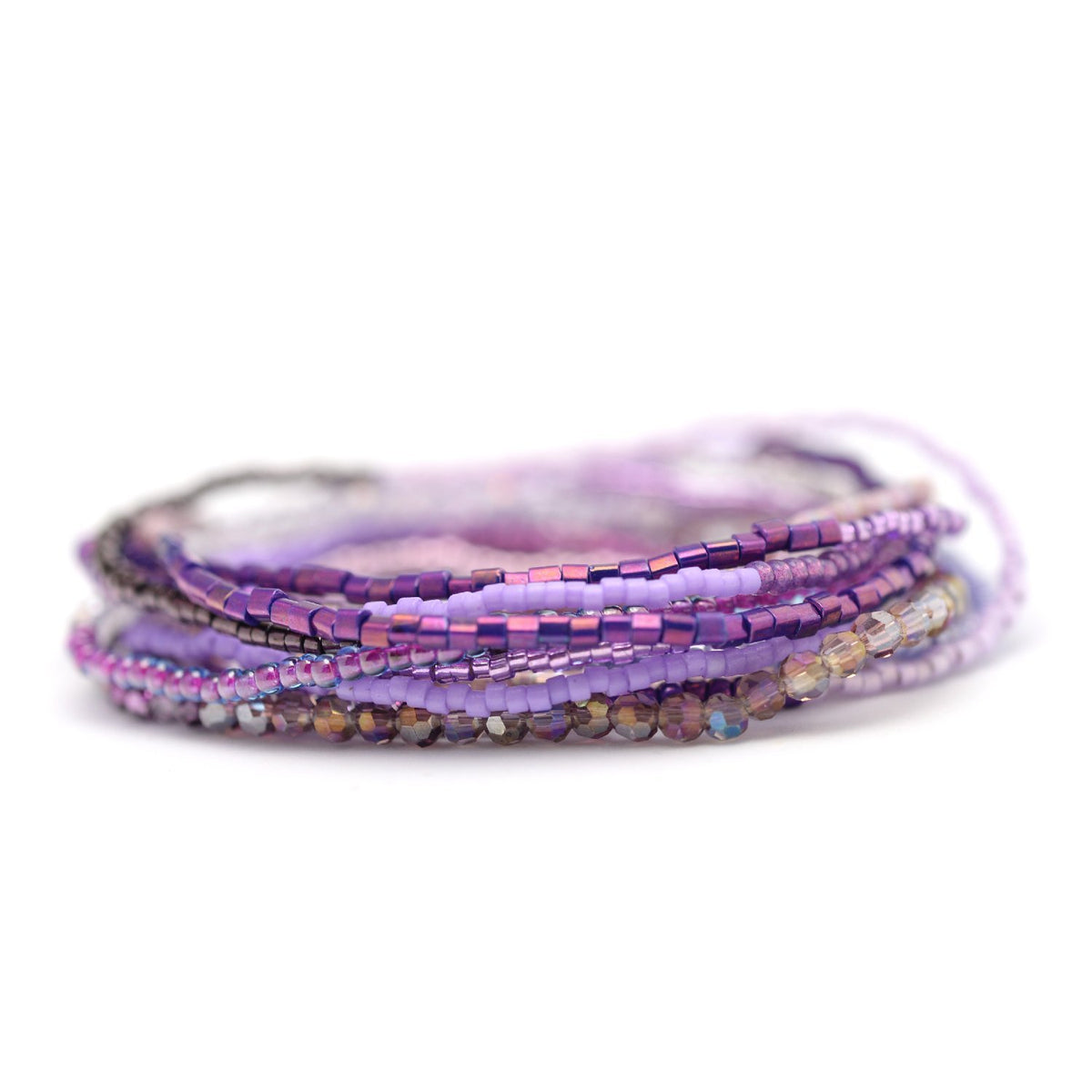 Purple & Silver Stretchy Wrap Bracelet / Necklace