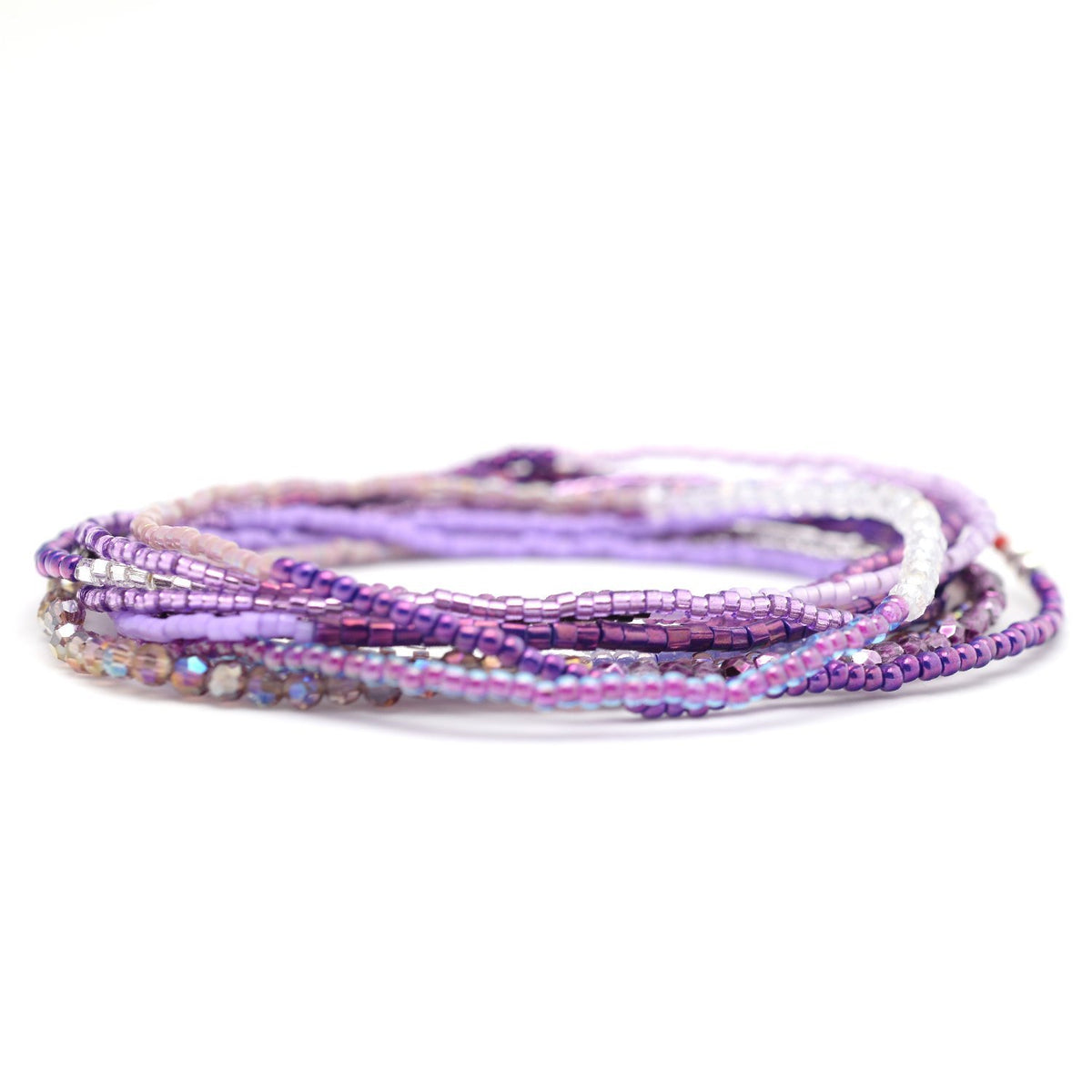 Purple & Silver Stretchy Wrap Bracelet / Necklace