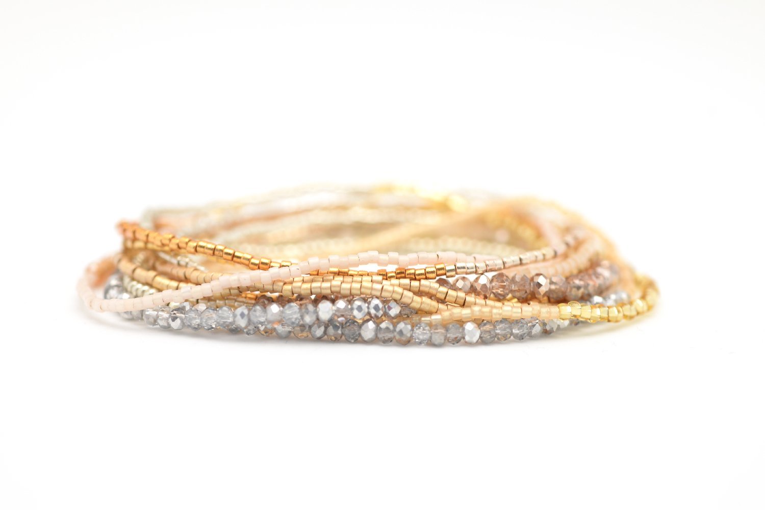 Metallic bead stretchy bracelet 