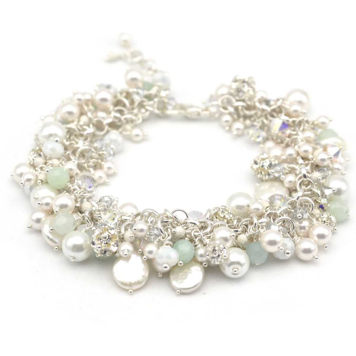 Wire Wrapped Pearl and Gemstone Bracelet