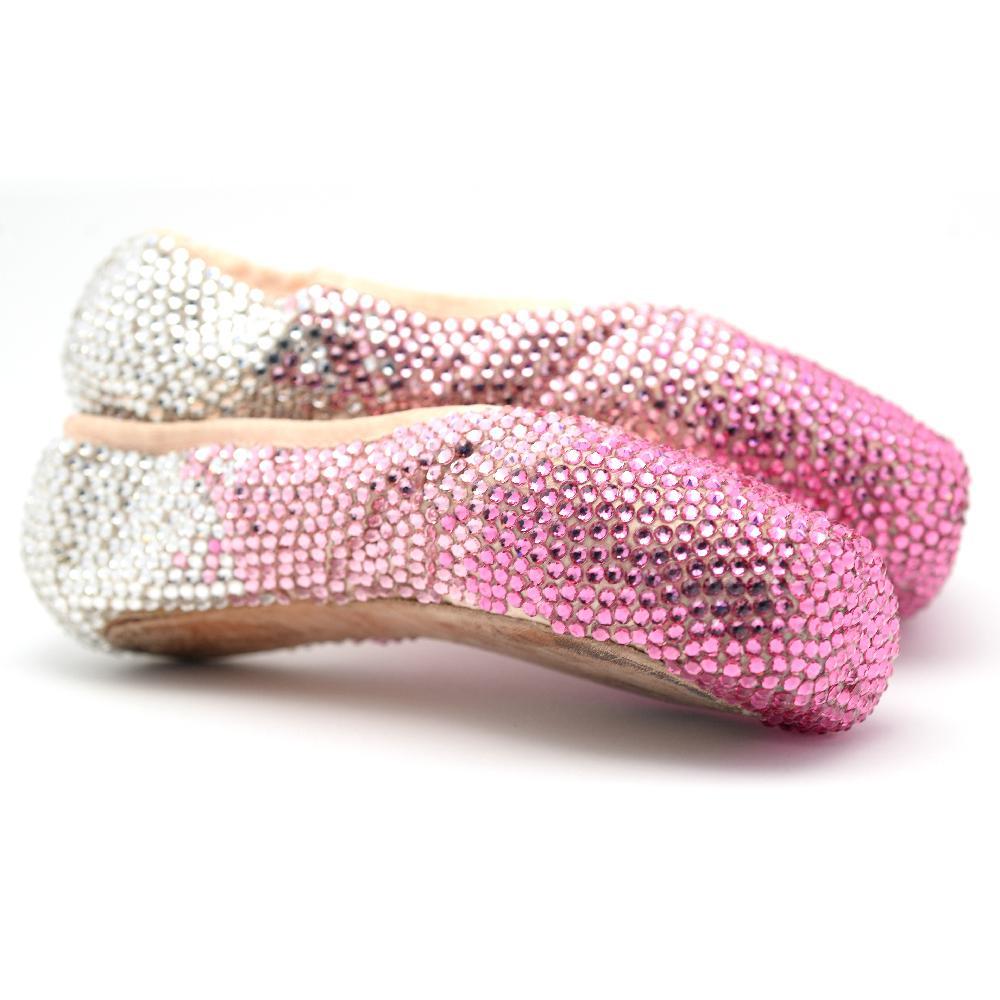 custom pink crystal pointe shoes