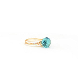 aqua gold wire wrapped ring