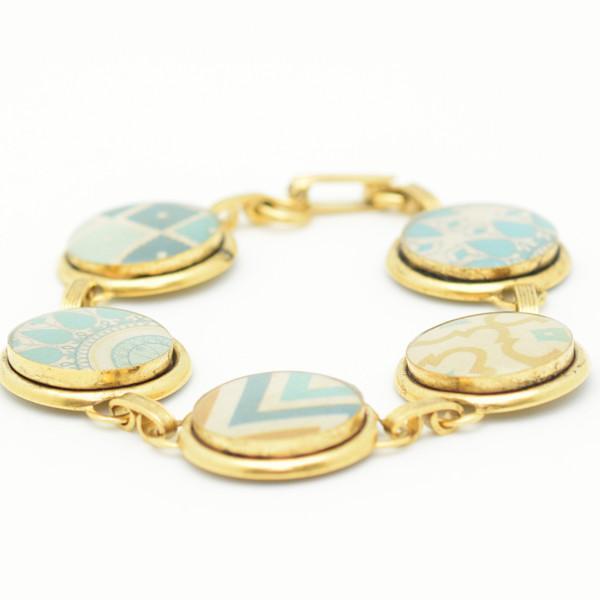 blue gold link bracelet
