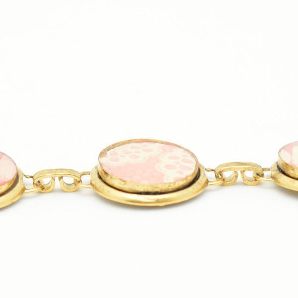 Pink Pattern Round Gold Bracelet