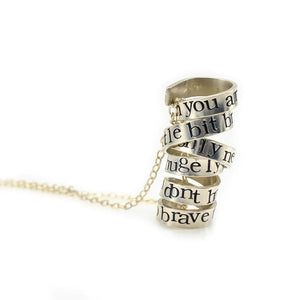 Sterling silver stamped quote necklace