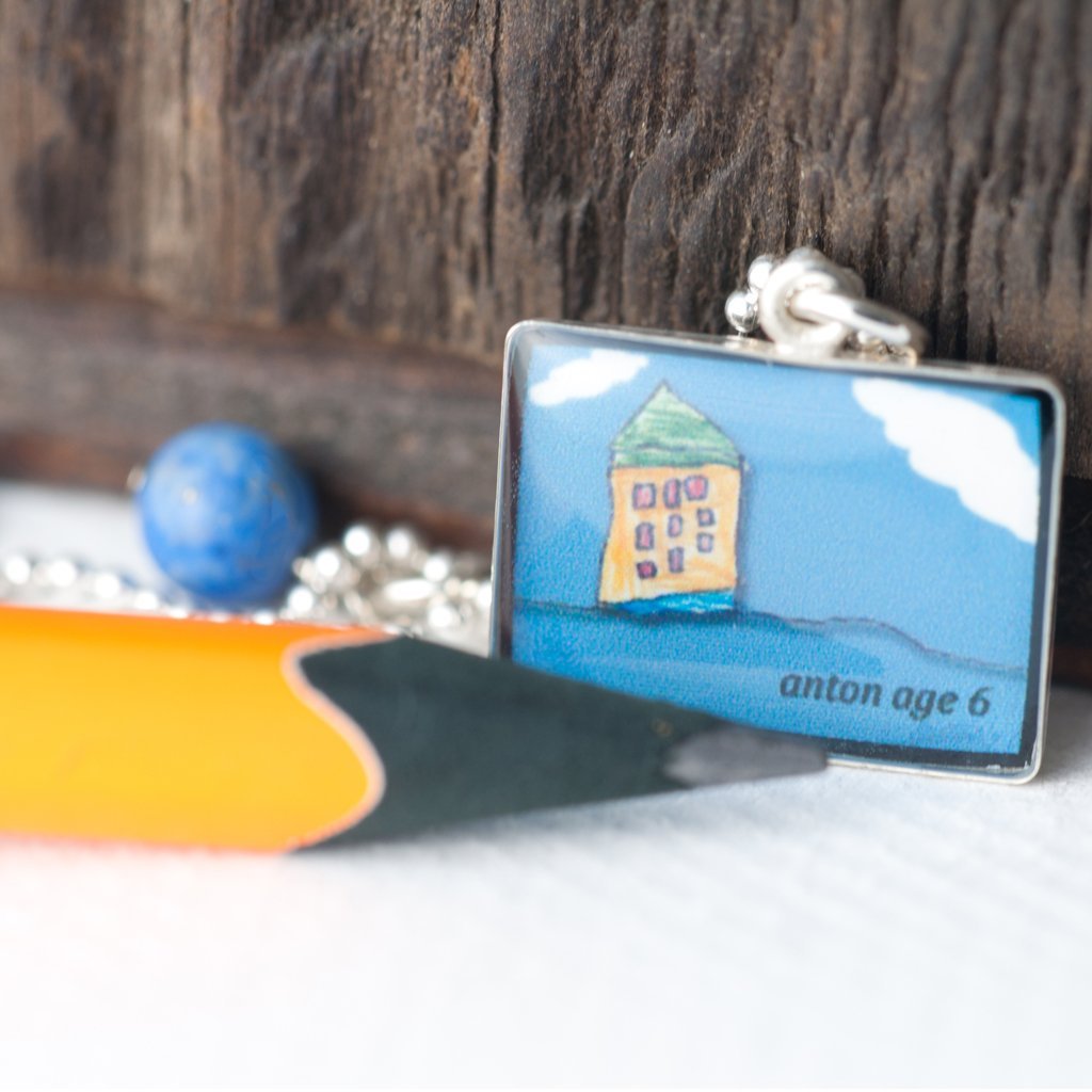 child's drawing necklace