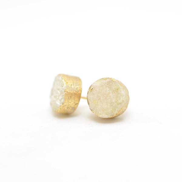 Yellow druzy post earrings
