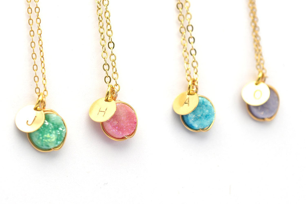 Personalized Druzy Necklace