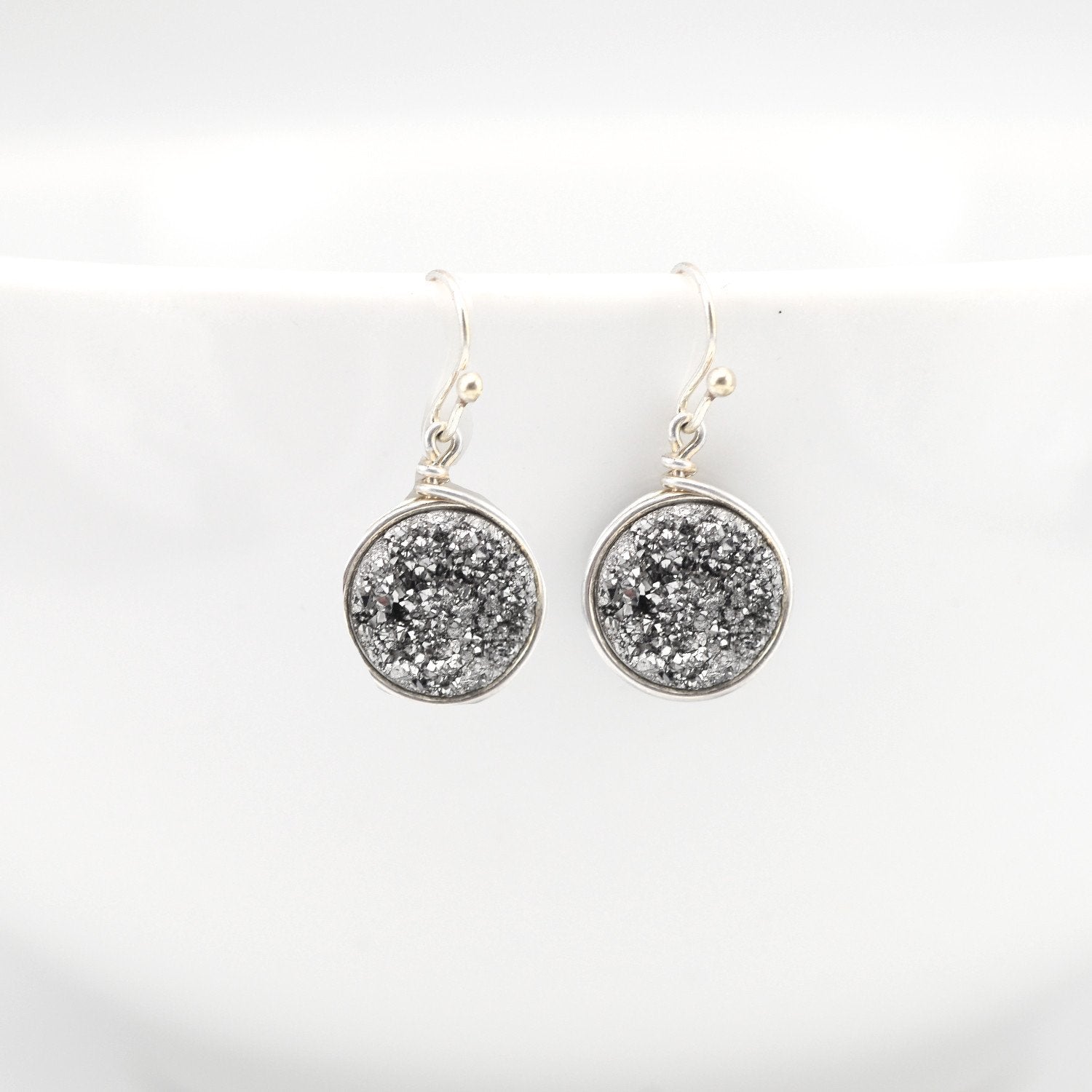 Silver Druzy Earrings