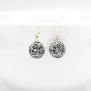 Silver Druzy Earrings