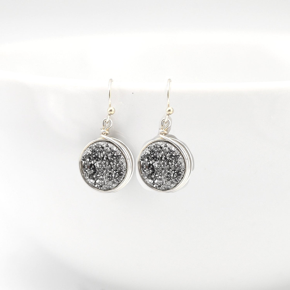 Silver Druzy Earrings