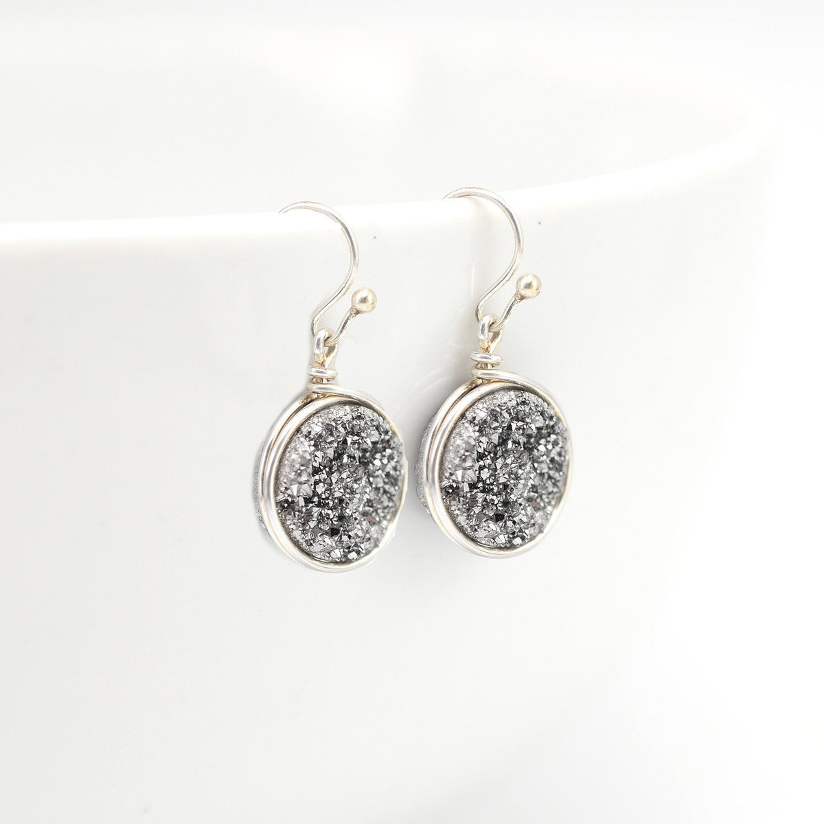 Silver Druzy Earrings