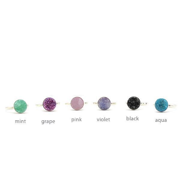 sterling silver druzy ring color options