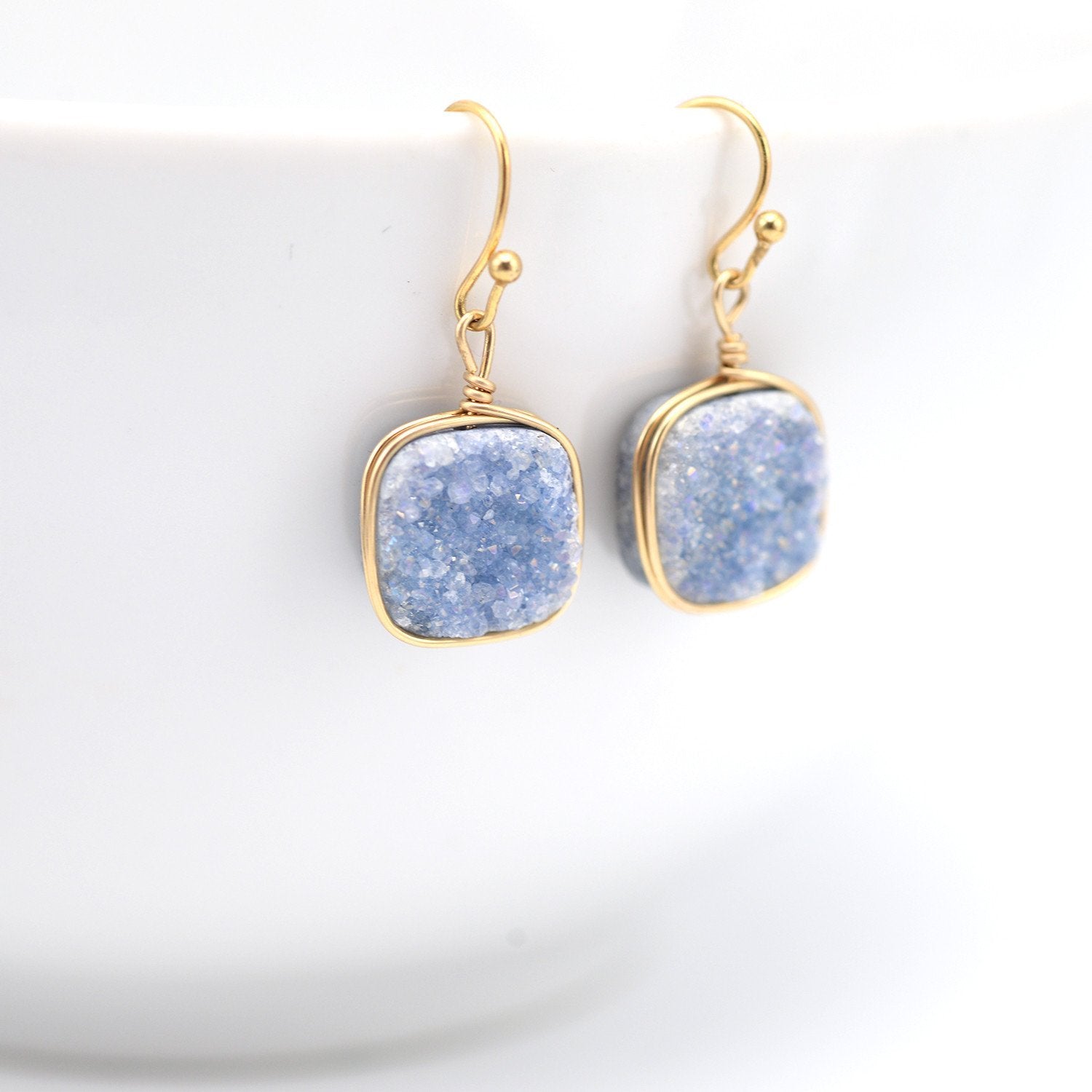 Slate blue druzy earrings