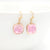 Pink Druzy Earrings Square & Gold