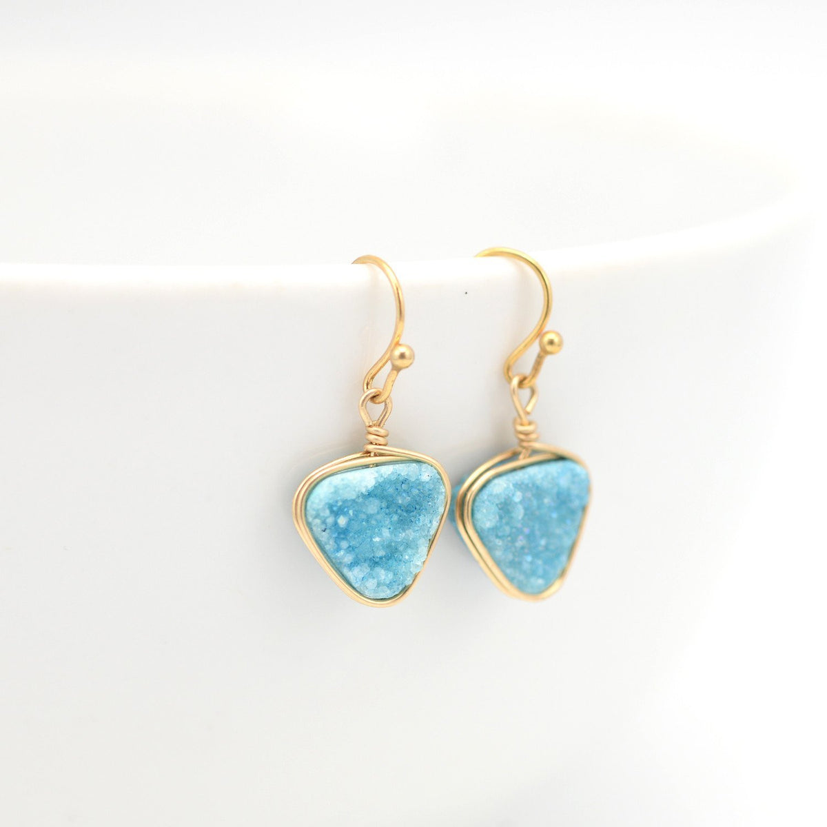 blue druzy earrings