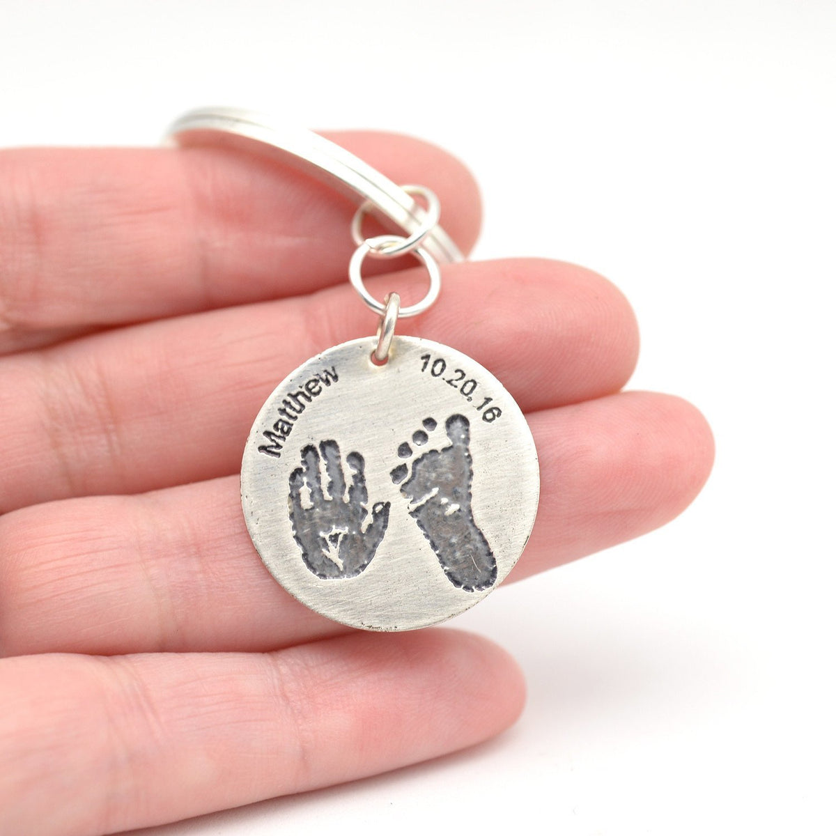 Personalized Footprints & Baby Name Keychain