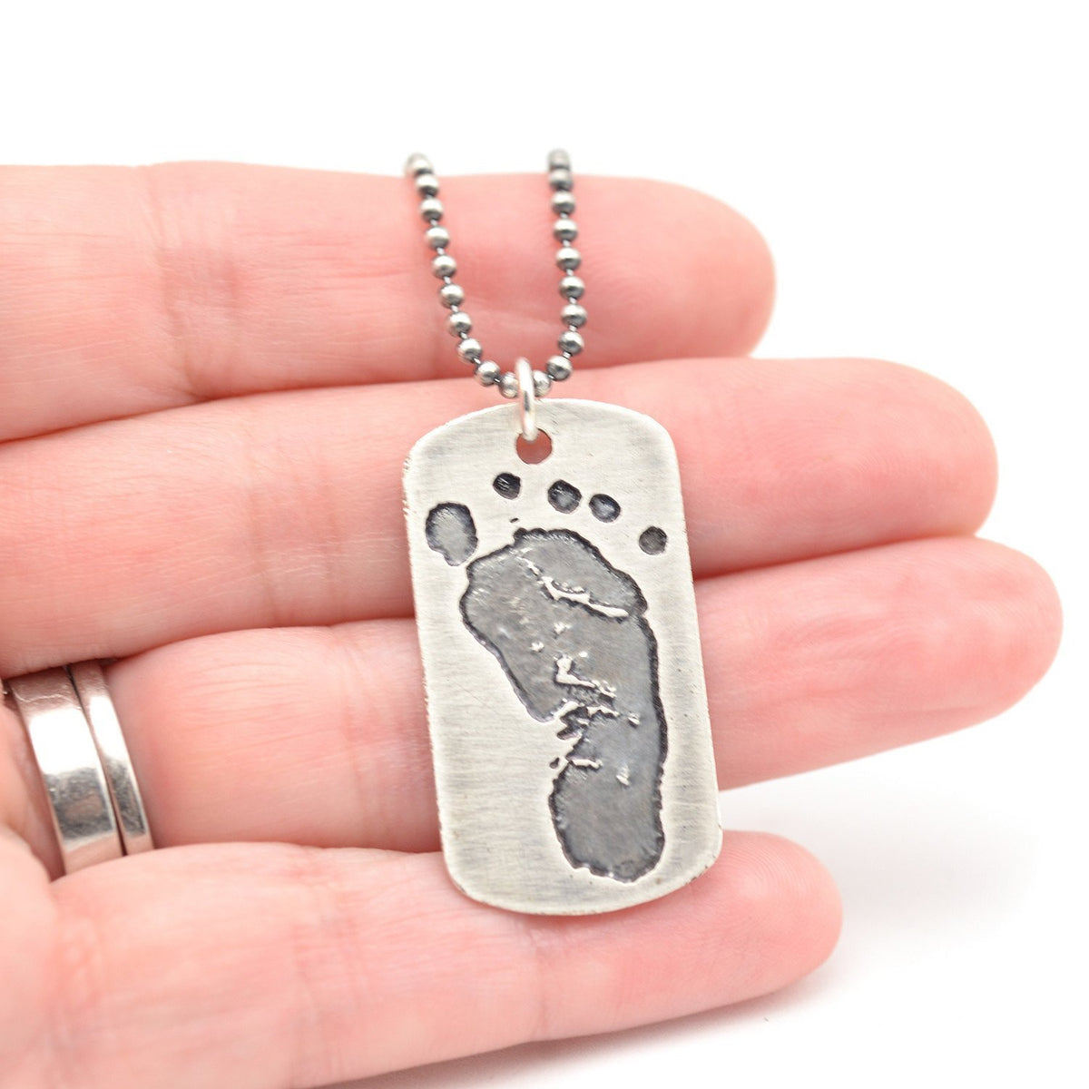 Personalized Footprints Dog Tag Necklace - Double Sided