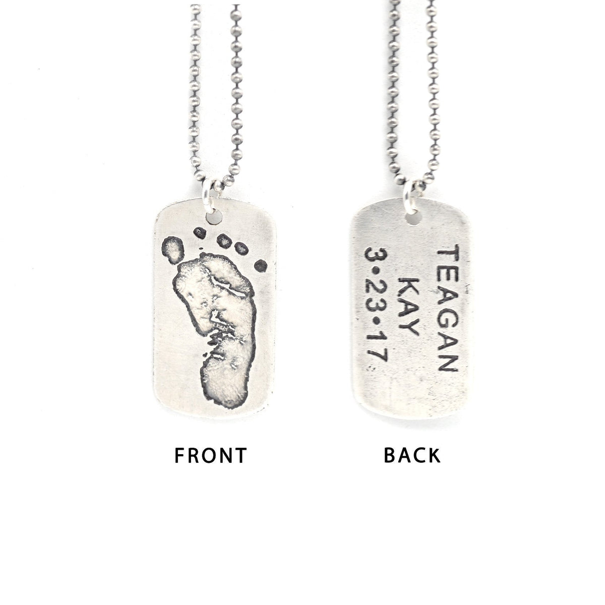 Personalized Footprints Dog Tag Necklace - Double Sided