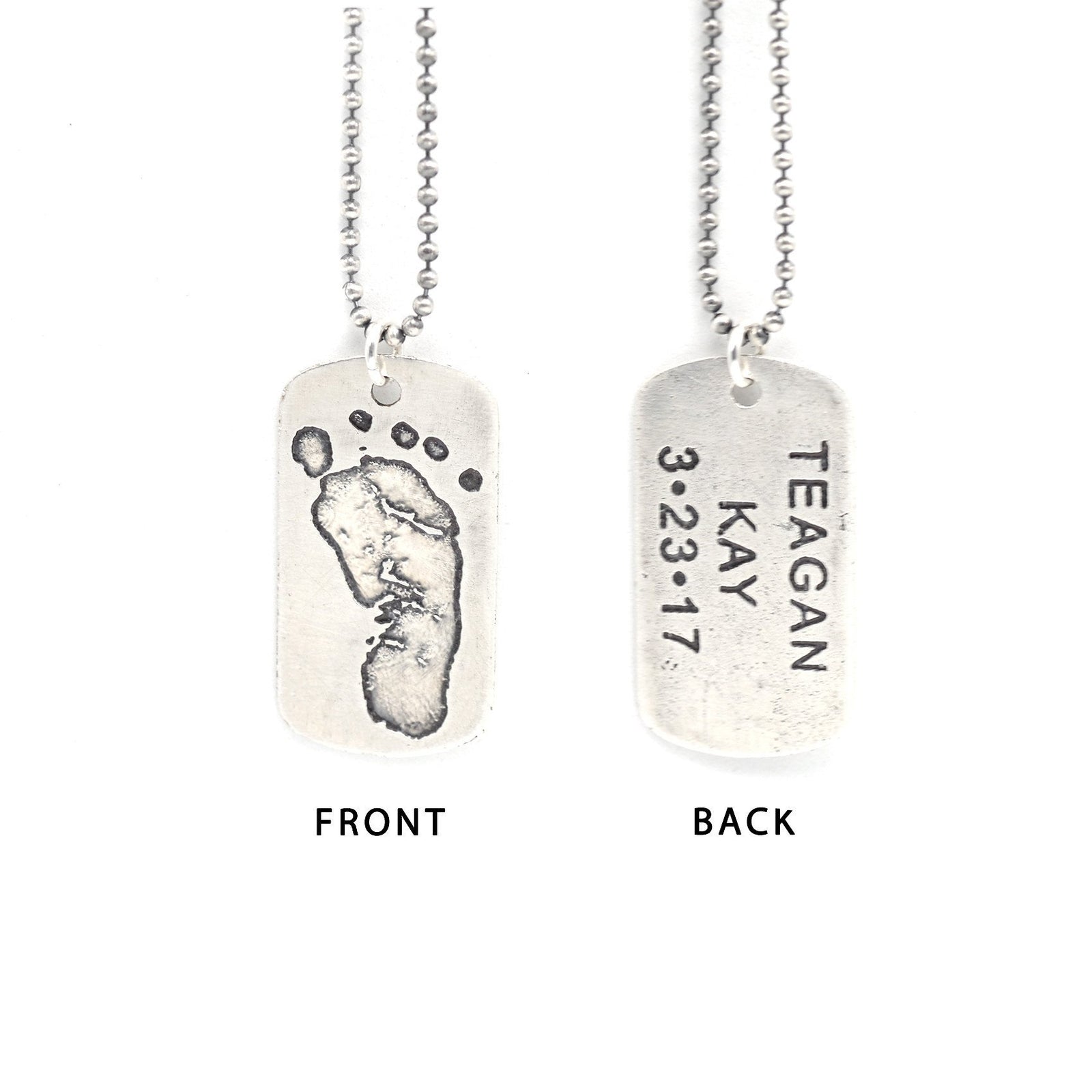 Personalized Footprints Dog Tag Necklace - Double Sided