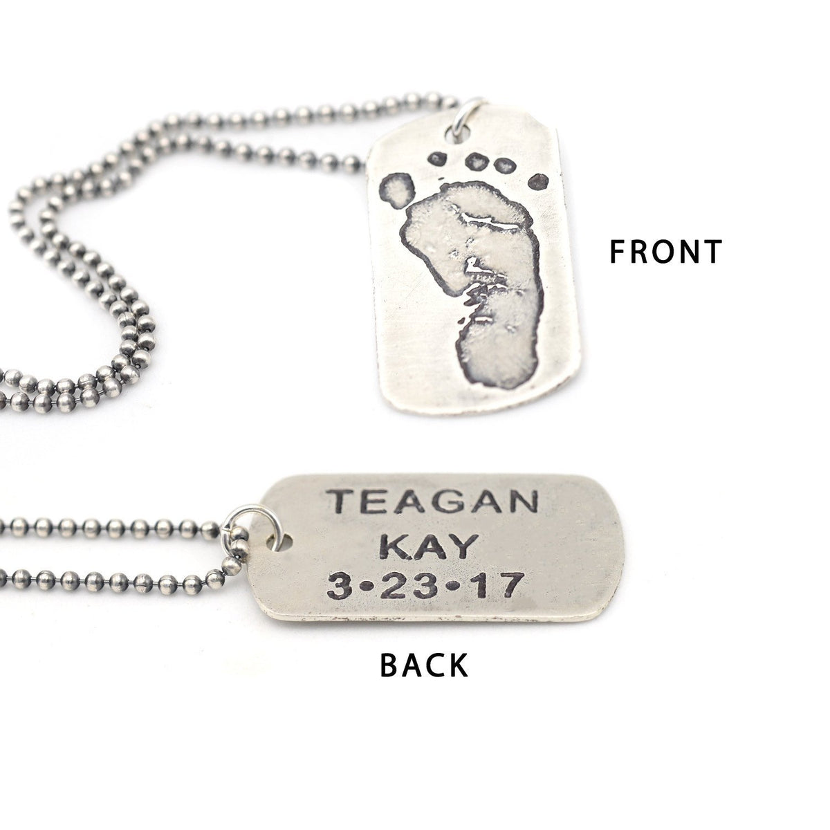 Personalized Footprints Dog Tag Necklace - Double Sided