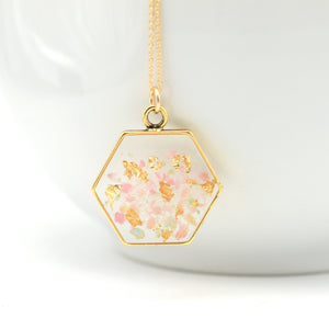 geometric pink gold necklace