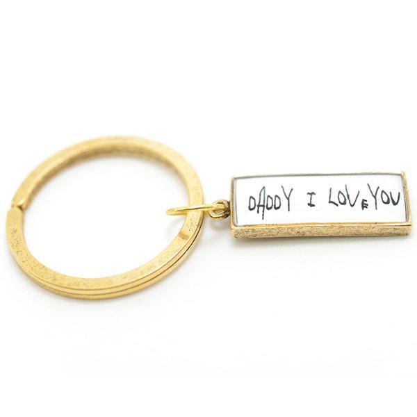custom handwriting key chain gold