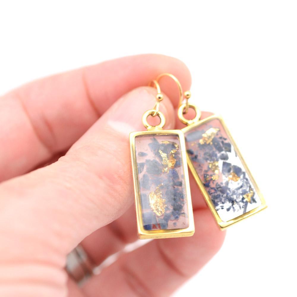 Gold lolite rectangle earrings