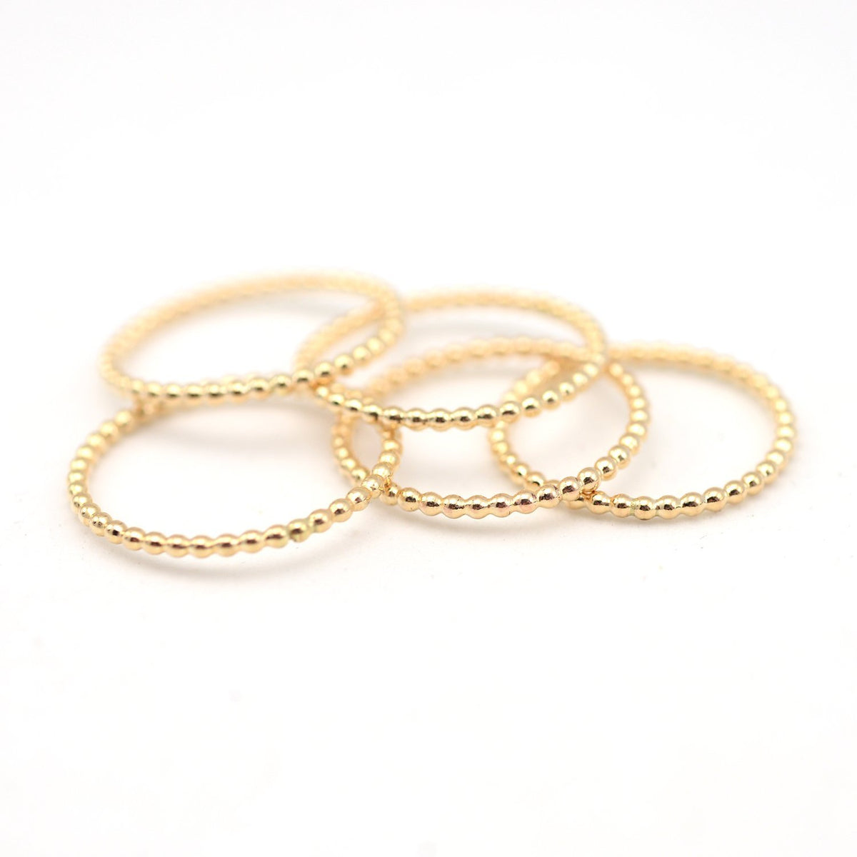 Gold stacking beaded rings