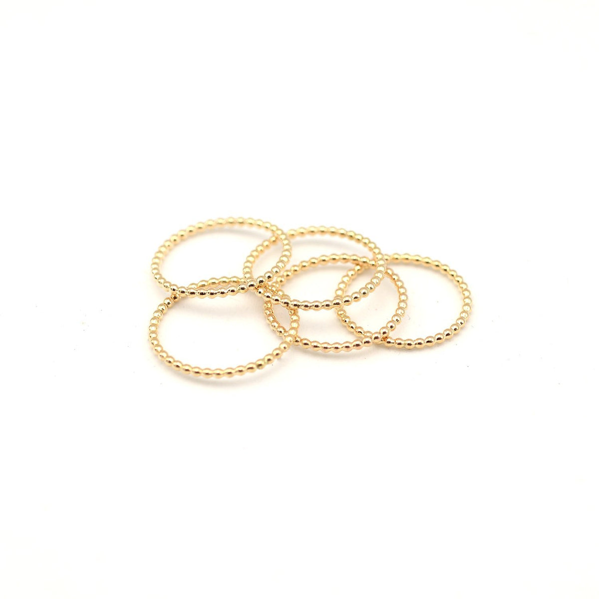 Gold stacking beaded rings