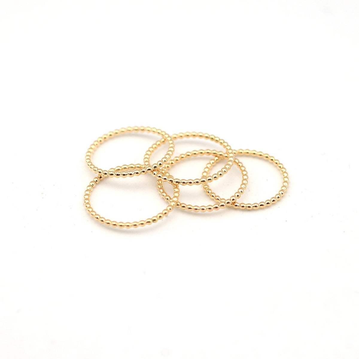 Gold stacking beaded rings