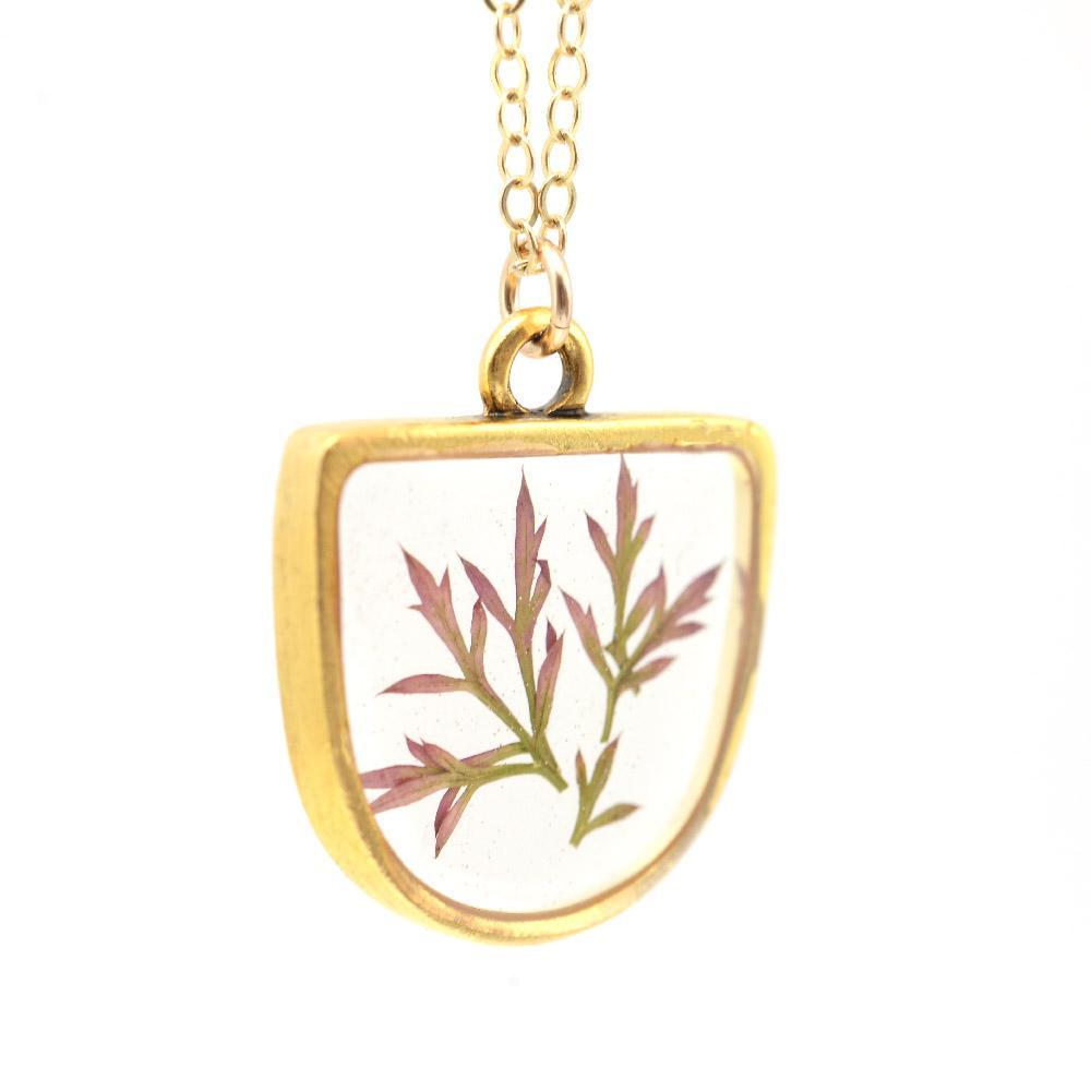 resin and flower stem necklace