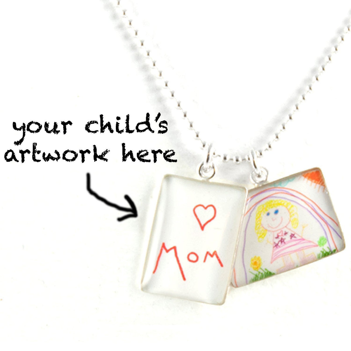 child's artwork in a necklace
