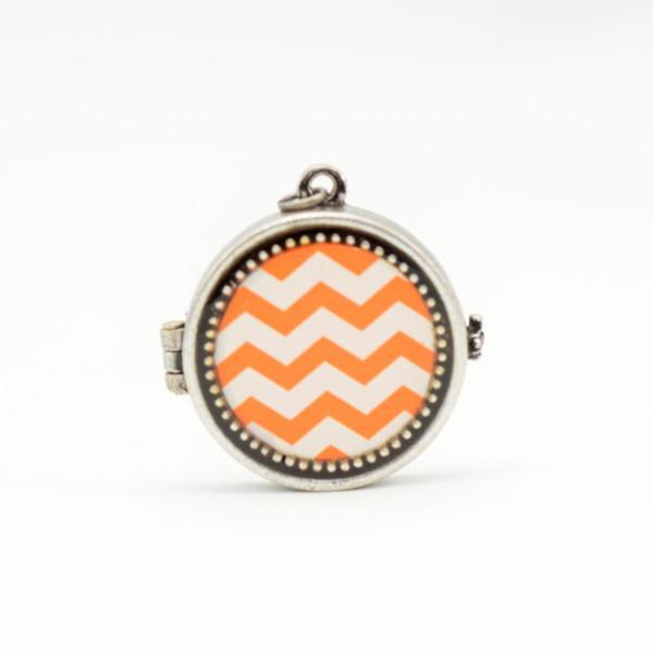 Orange Chevron Photo Locket