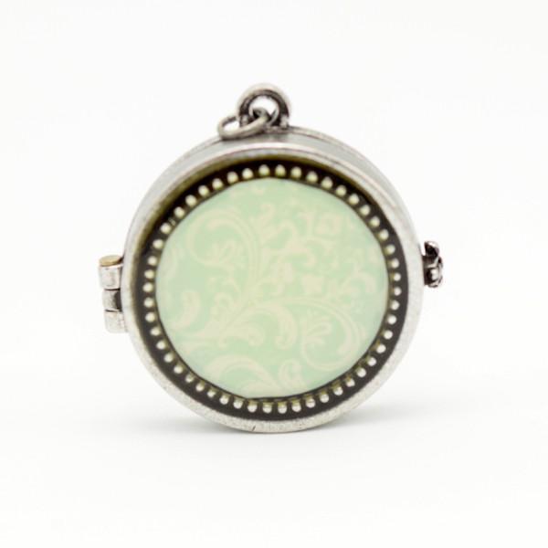 Antique silver green locket