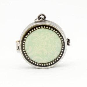 Antique silver green locket