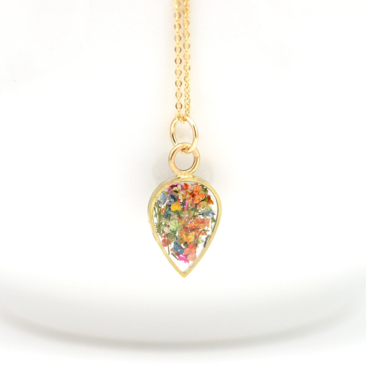 Tiny Teardrop Floral Necklace