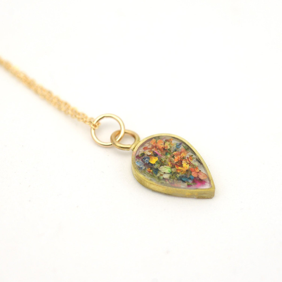 Tiny Teardrop Floral Necklace