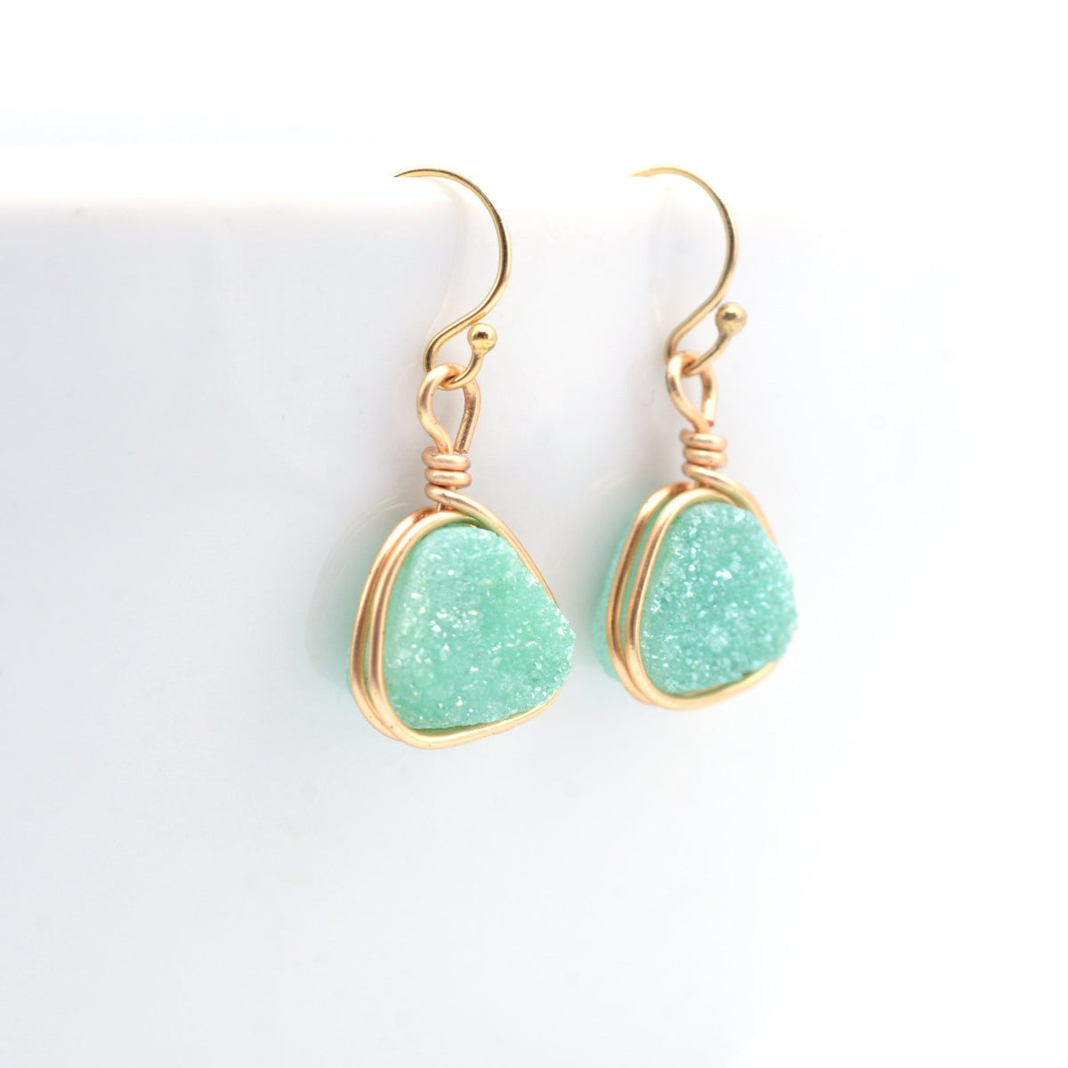 Druzy Earrings in Spring Mint