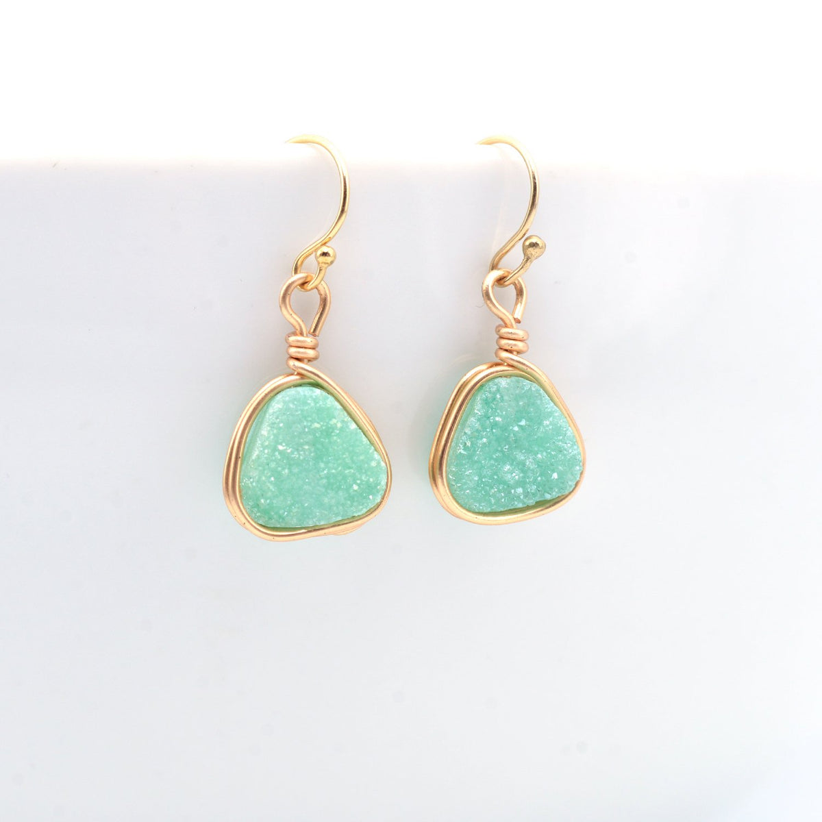 Druzy Earrings in Spring Mint