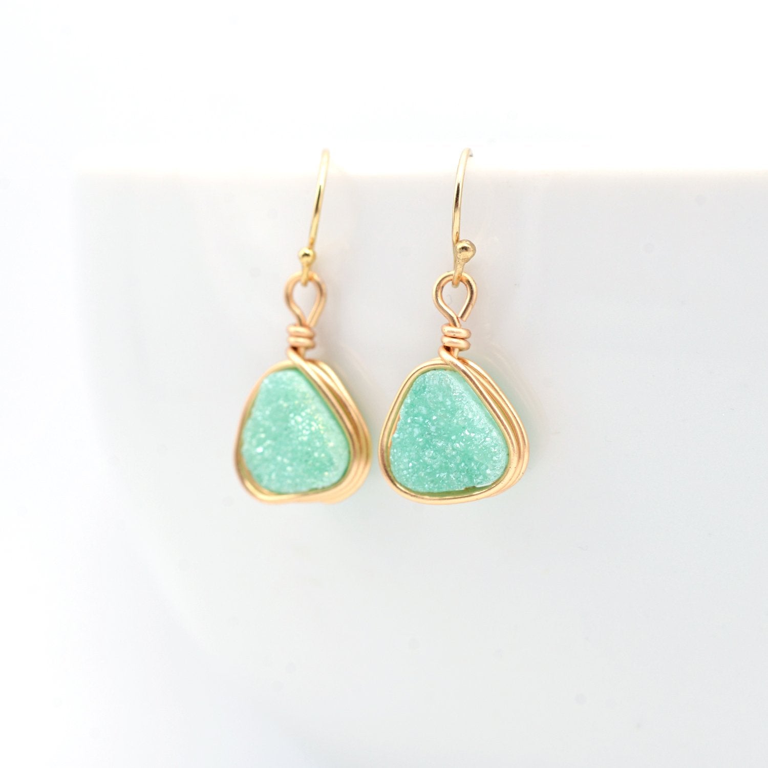 Druzy Earrings in Spring Mint