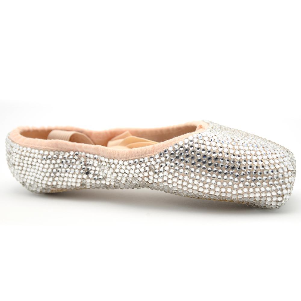 pointe shoes covered in Swarovski crystals