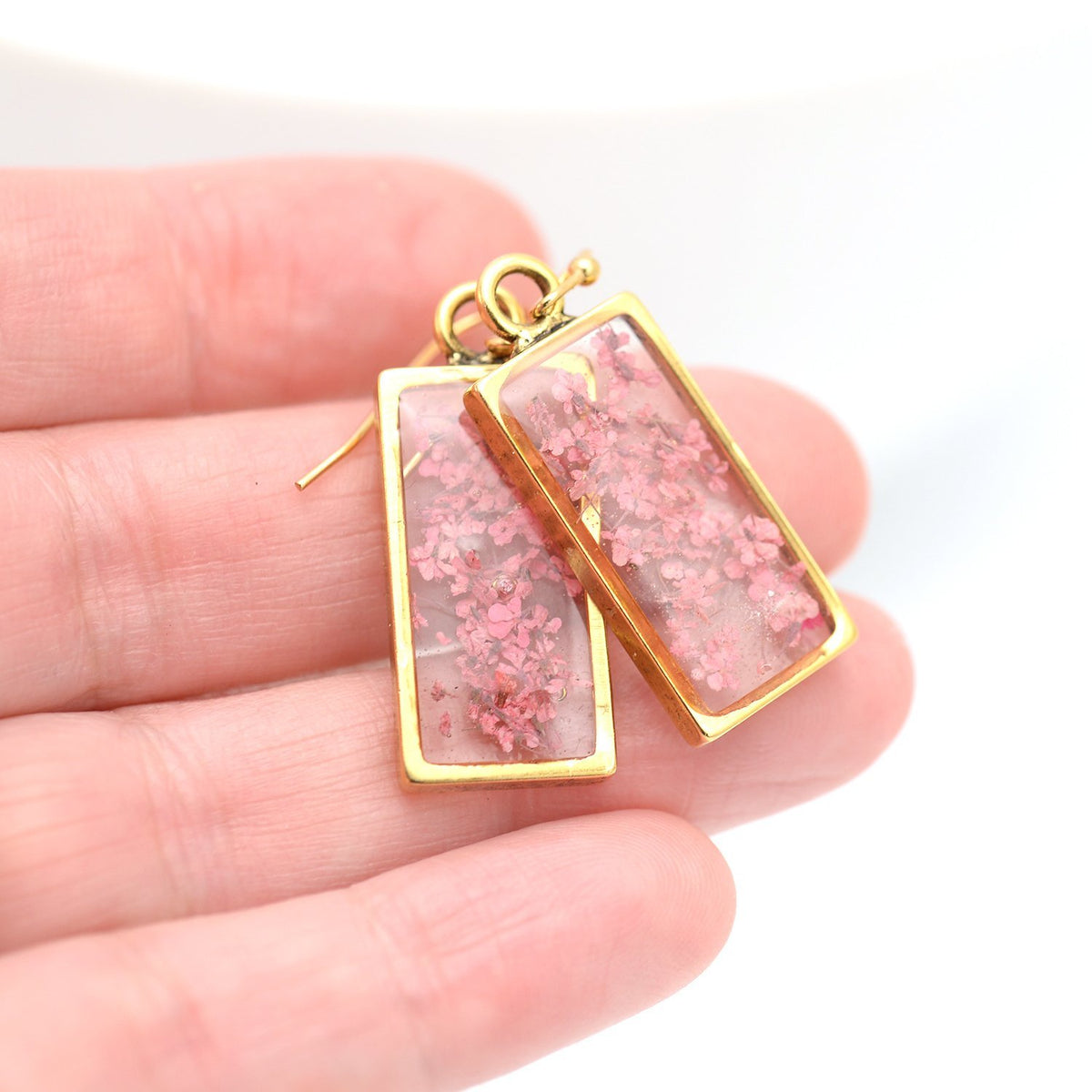 Pink & Gold Flower Earrings