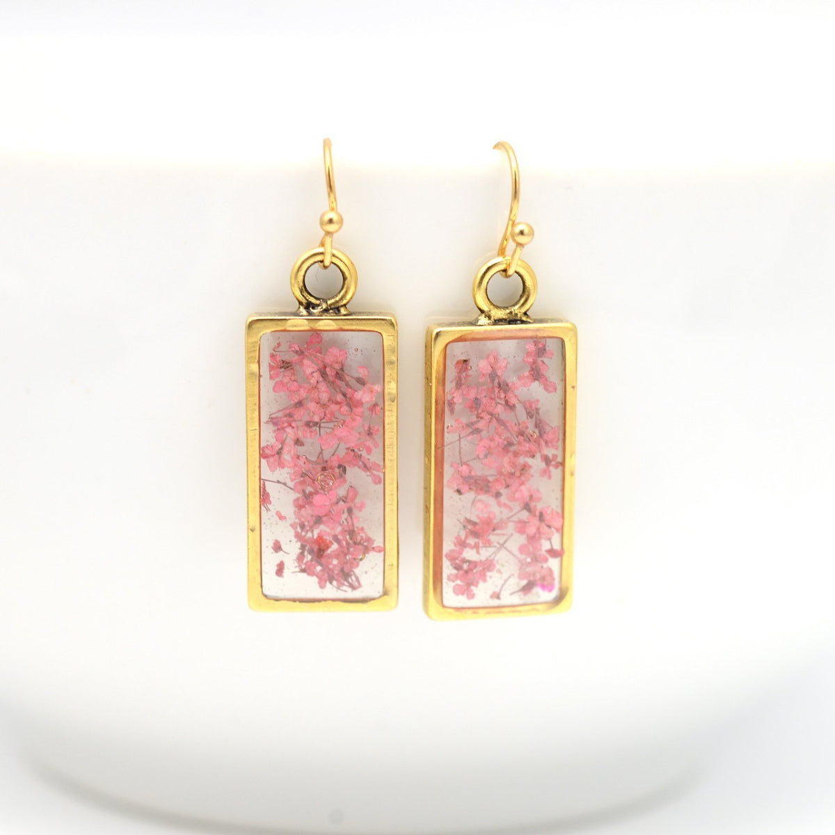 Pink & Gold Flower Earrings