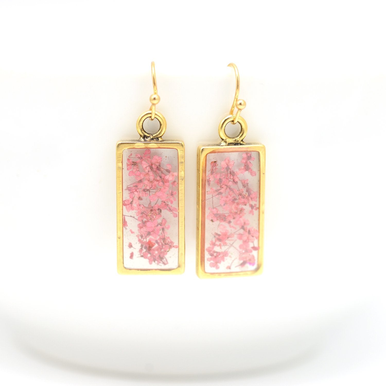 Pink & Gold Flower Earrings