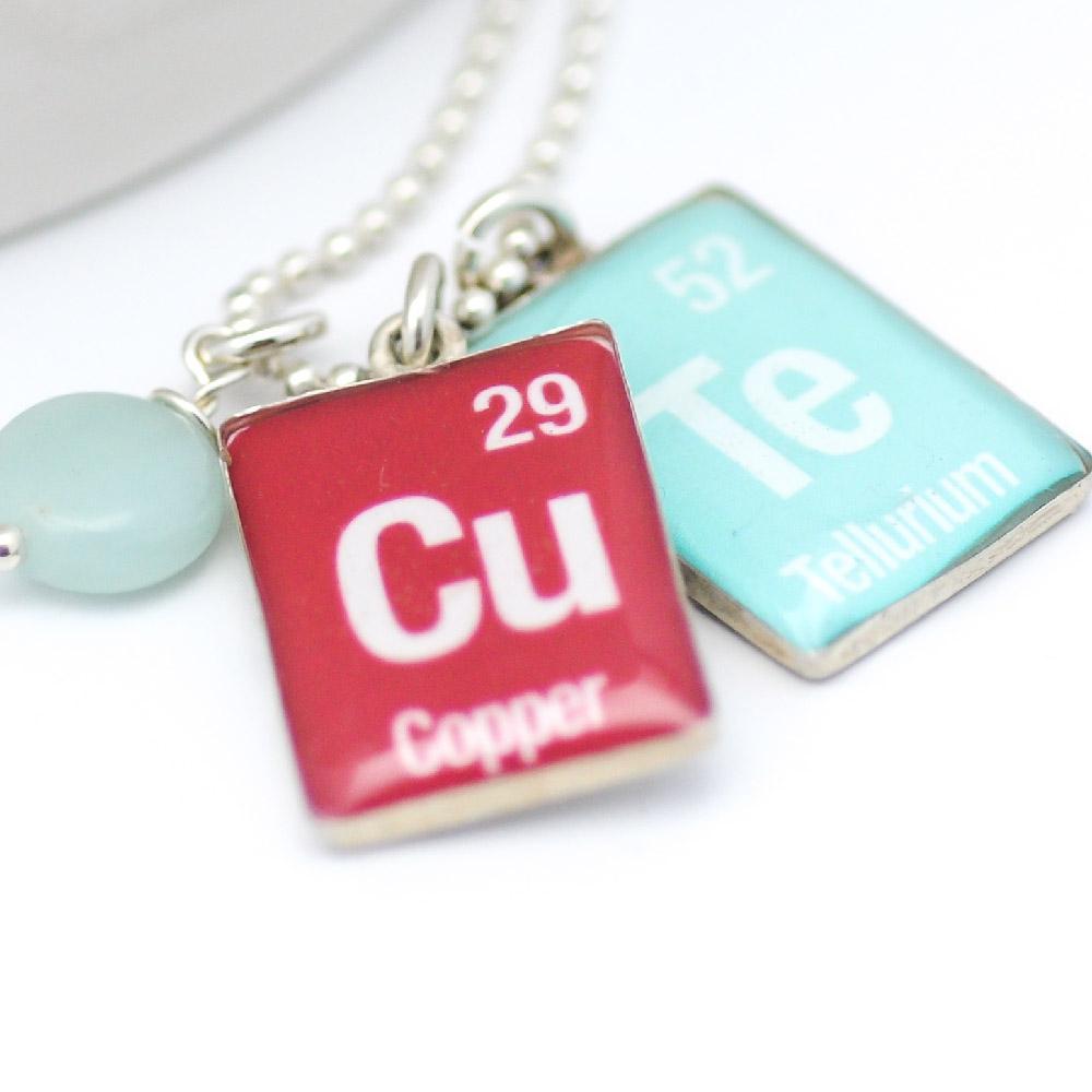 Periodic Table Word Necklace "Cu Te"